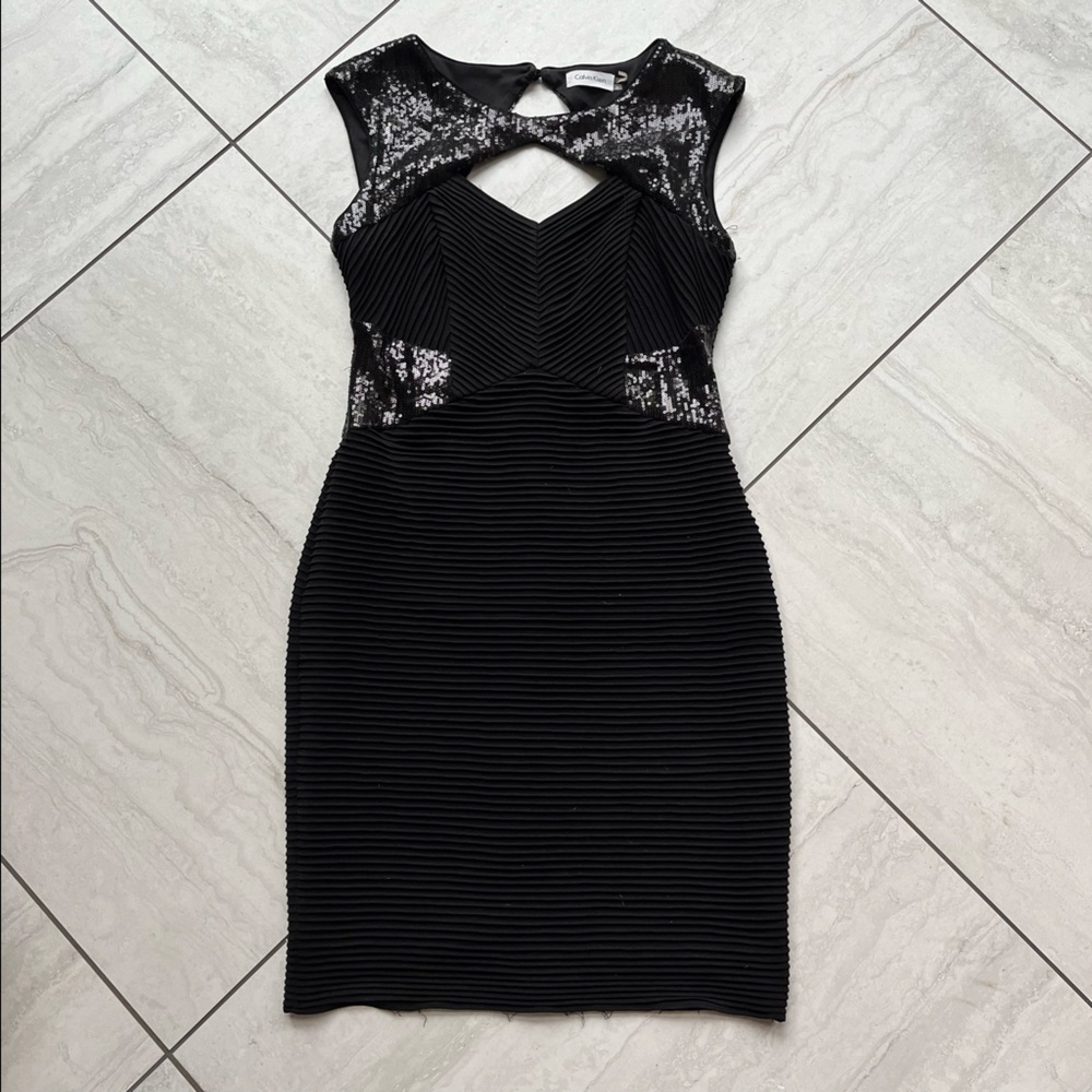 Black Calvin Klein sequin mid dress
